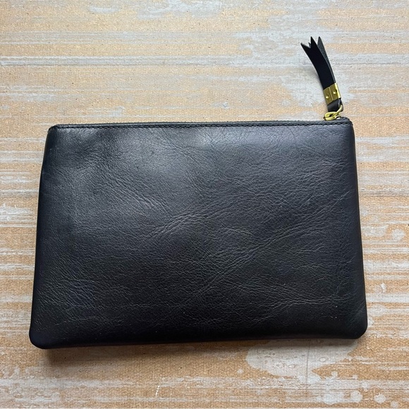 Madewell NWT The Pouch Clutch Leather Black Classic Basic Preppy Casual - Picture 2 of 4